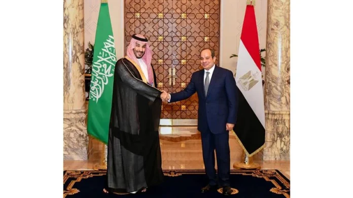 Al-Sisi and Mohammed bin Salman discuss Gulf security, maritime routes, Gaza, Sudan and Yemen, while reaffirming efforts to expand trade and investment.